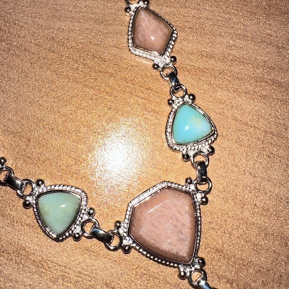 Turquoise and brown bead drop necklace sterling Silver accents by Jay King - Picture 6 of 10